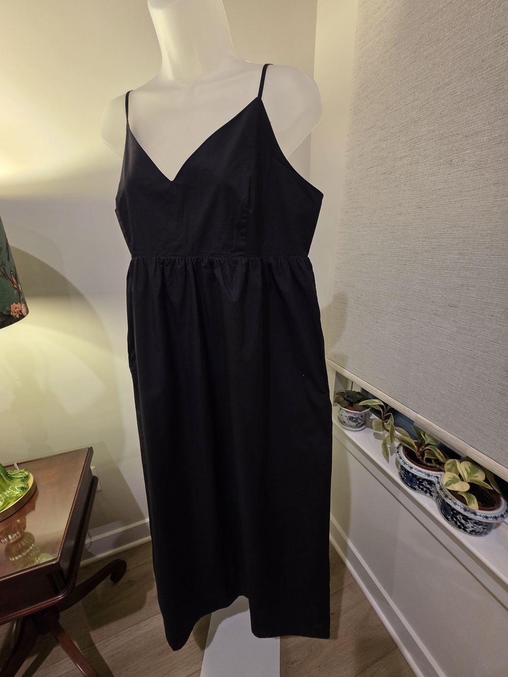 Classic Black V-Neck Spaghetti Strap Dress Size L - Picture 8 of 16